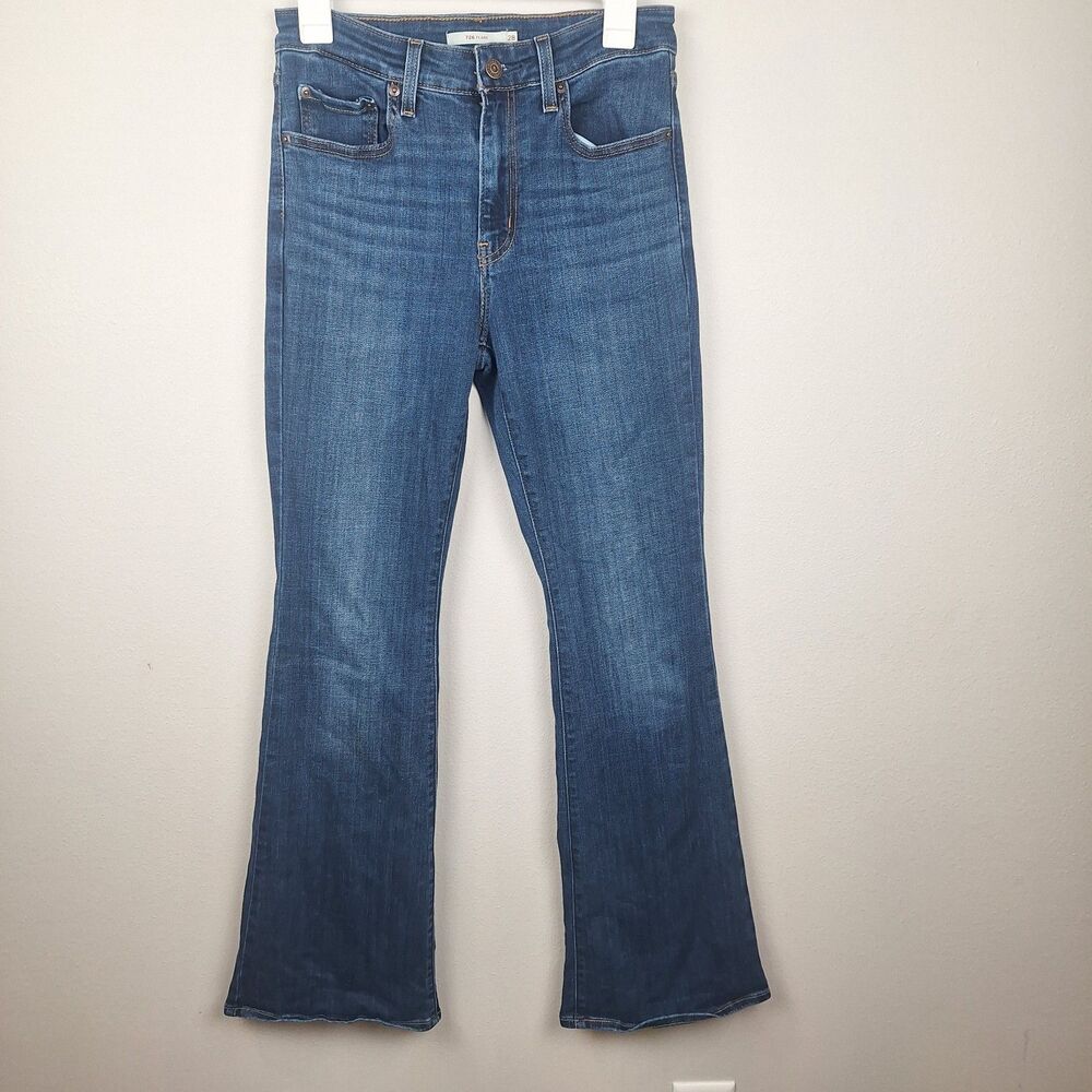 Levis 726 Flare Jeans Dark Wash High Rise Denim Pants Size 28x32
